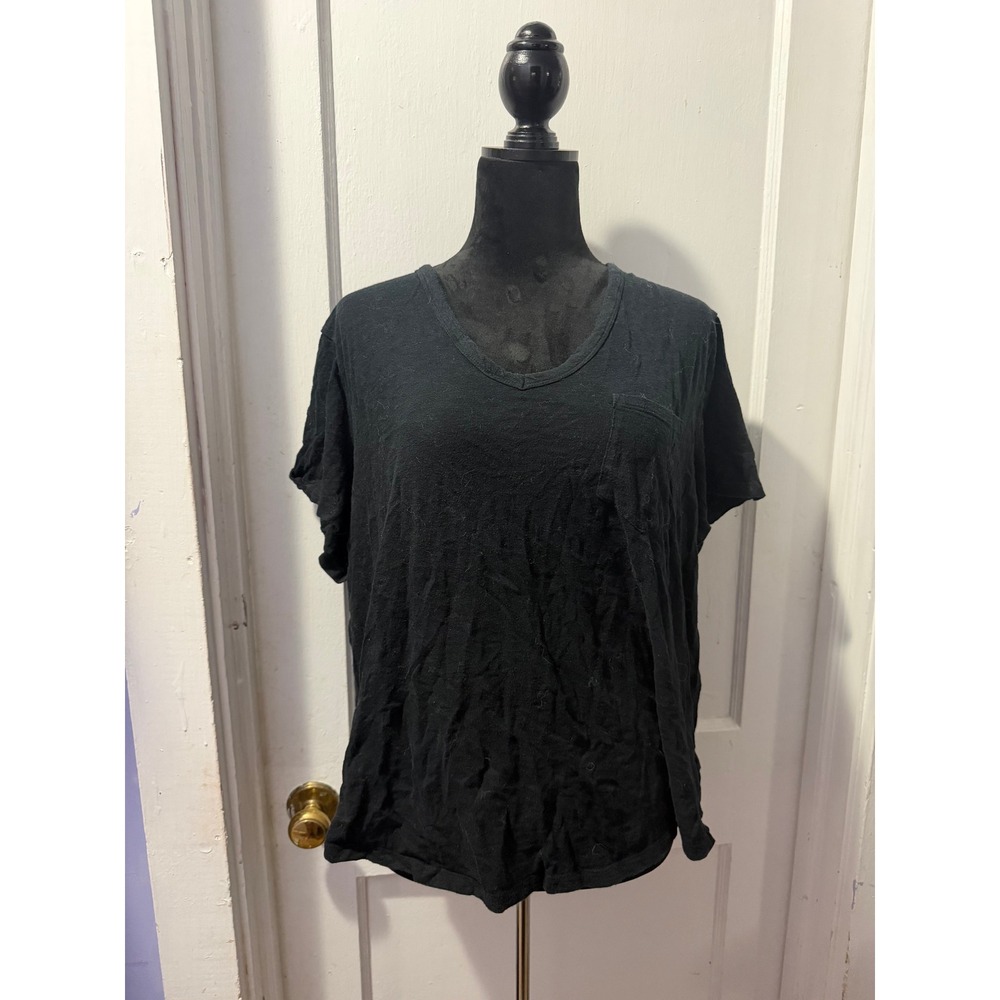 GAP Forever Soft T Black V-Neck Pocket Tee XL 100% Cotton Short Sleeve Shirt